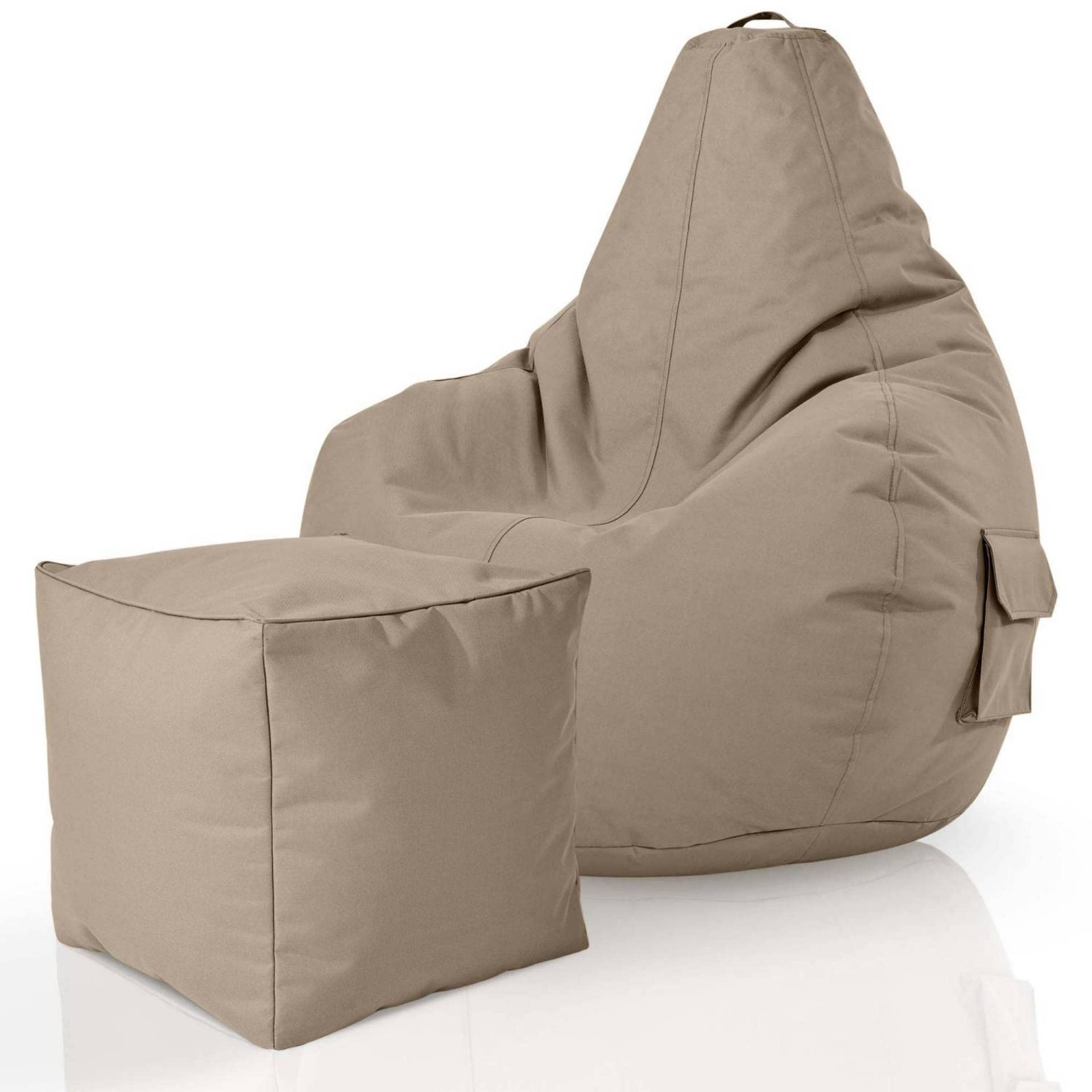 Green Bean Pouf Sacco Cozy Sgabello Rotondo - Già Riempito - Robusto, Lavabile, Antimacchia - Cuscino Da Pavimento Per Bambini E Adulti, Poltrona