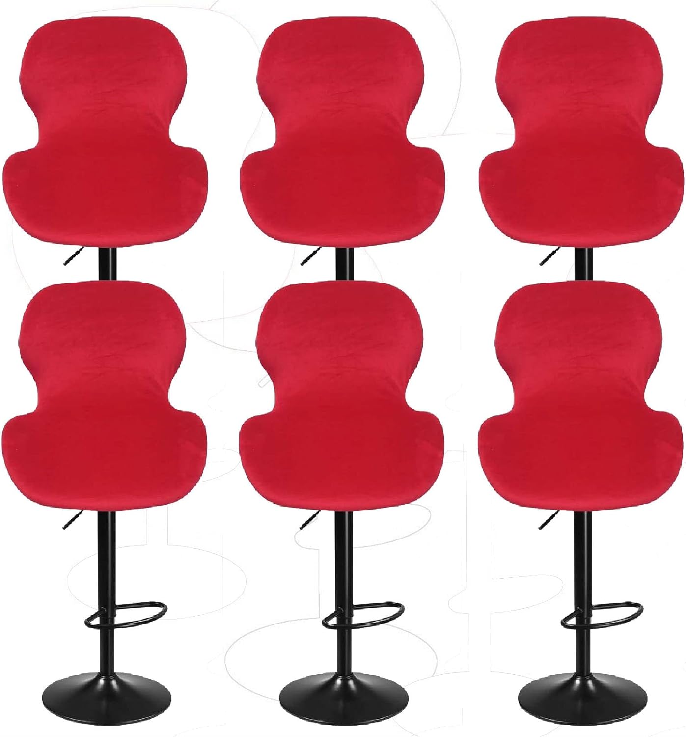 Stretch Velvet Bar Stool Chair Covers Set of 2/4/6/8 Kitchen Swivel Stools Slipcovers Curved Short Back Chair Covers Chair Protector Covers for Counter Bar Office Pub Kitchen Hotel(Light Grey,6PCS)