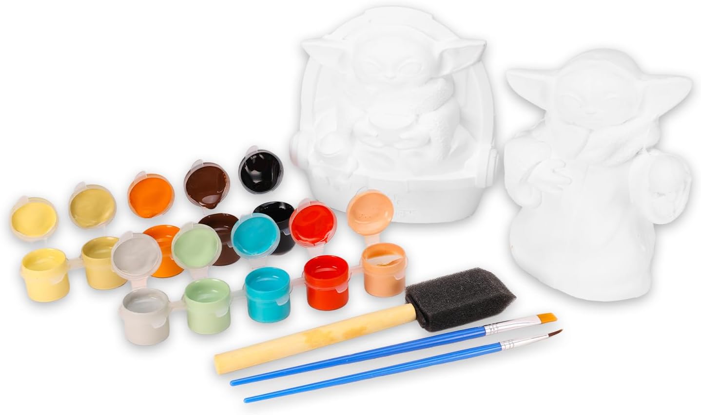 Star Wars Mandalorian Paint Your Own Figurines Bundle - Baby Yoda DIY Craft