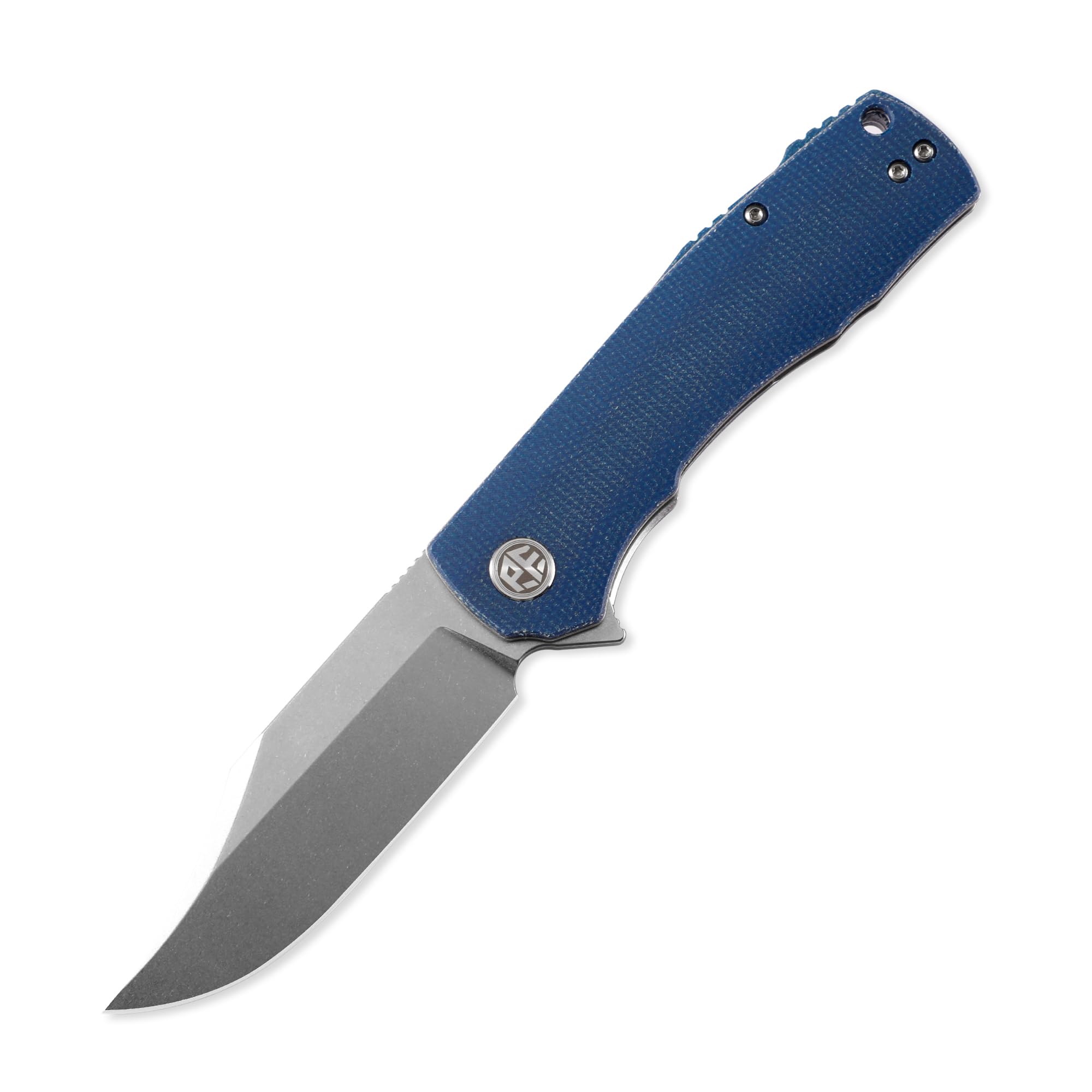 Petrified fish PFP03 Victor,3.58" K110 Stonewashed Blade,140g Micarta Handle Flipper Liner lock Folding knife (Blue Stonewashed)