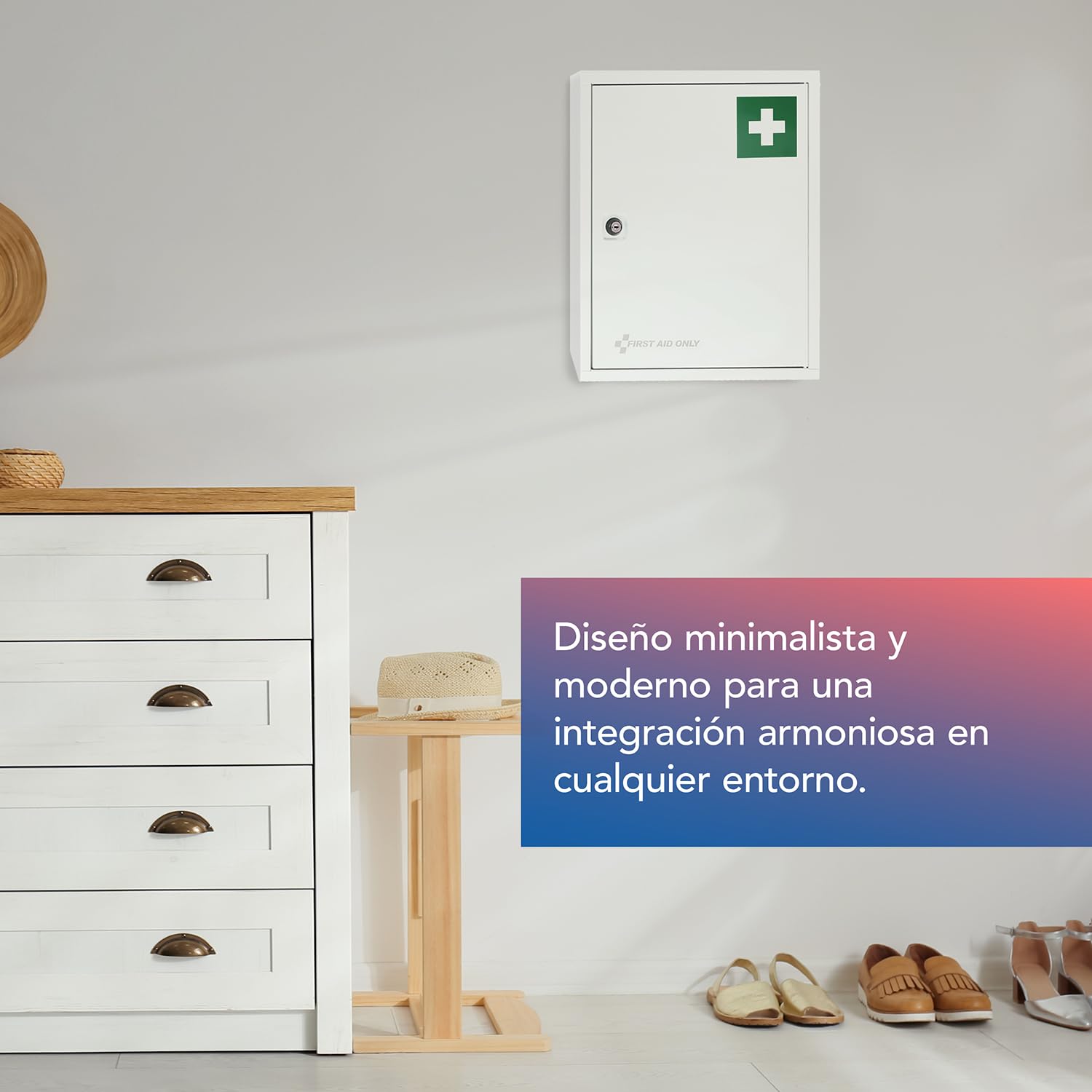 First Aid Only Botiquín Metálico Blanco con 2 Compartimentos | Armario para Medicamentos con Cerradura | Armario de Pared para Medicinas 37 x 30 x 14 cm | P-10200 00