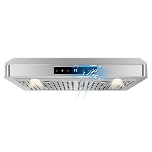 36 inch Island Range Hood 1200 CFM with 4-Speed Gesture Sensing & Touch Control, Ducted/Ductless Stainless Steel Ceiling Mount Kitchen Stove Vent Hoods with 4 LED Lights, Timer,Dishwasher-Safe Filters