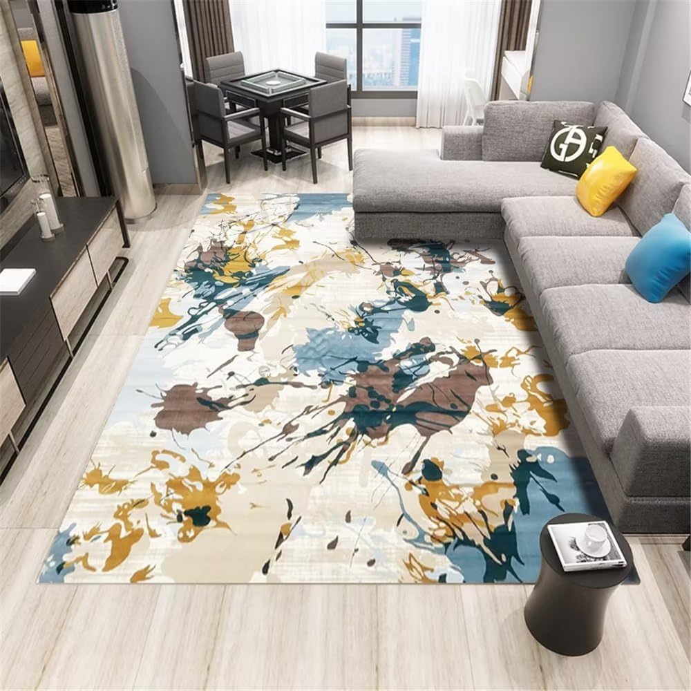 Tapis de décoration bleu graffiti abstrait 120X180Cm chambre enfant ado