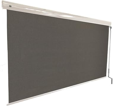 Outdoor Roller Shades | Exterior Roll Up Blind with White Casing | Cordless Manual Lever | MultiShade Collection with UV Protection | 15 W x 10 L - Black Screen