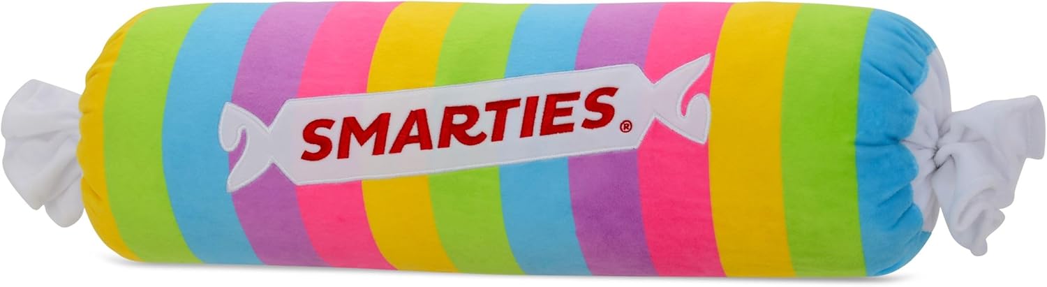 iscream Smarties Roll Pastel Plush Fleece 22" x 6.5" Pillow with Embroidered Accents
