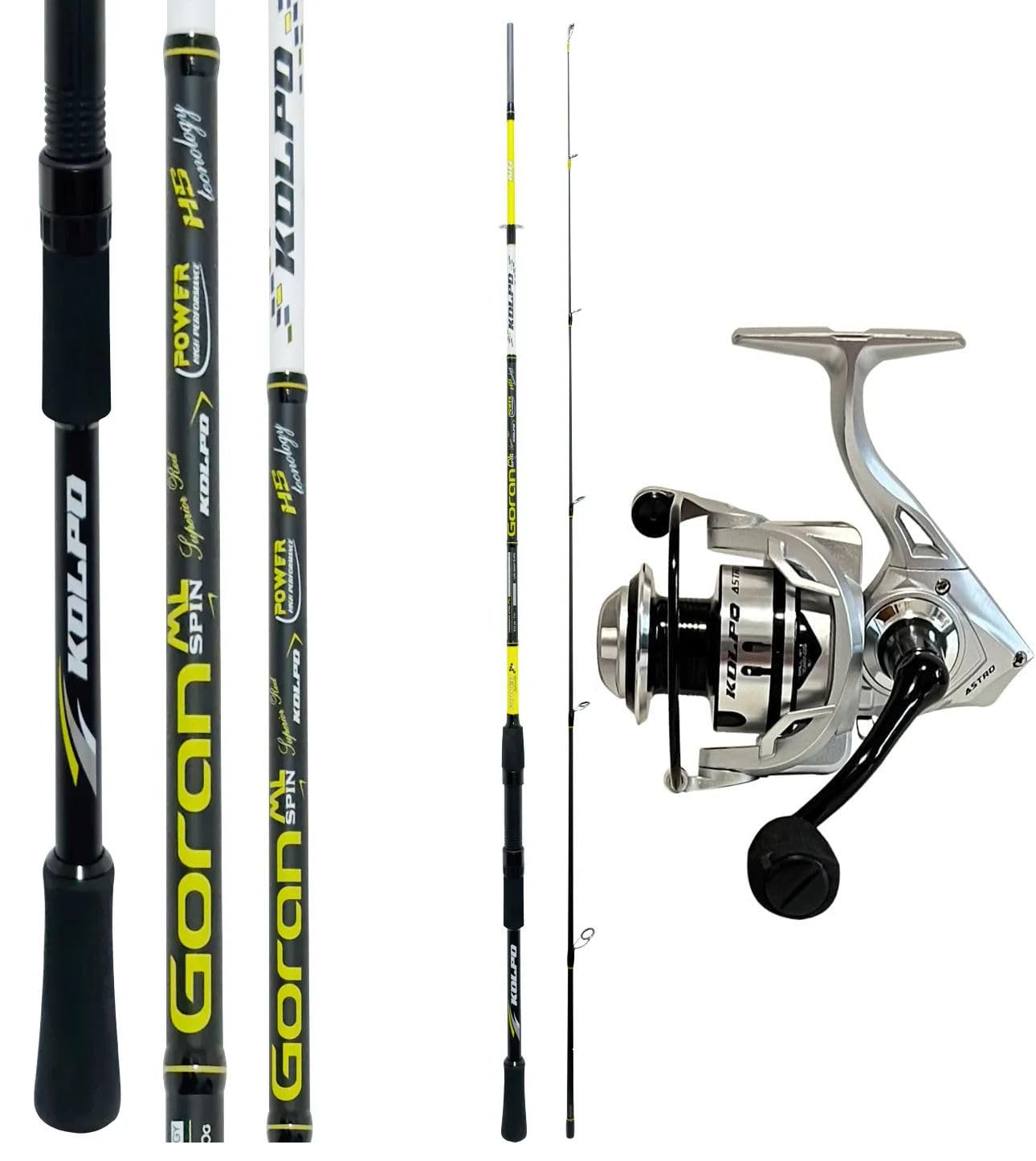 Kolpo combo pesca canna spinning 270 cm due sezioni 5/40 gr in carbonio + mulinello