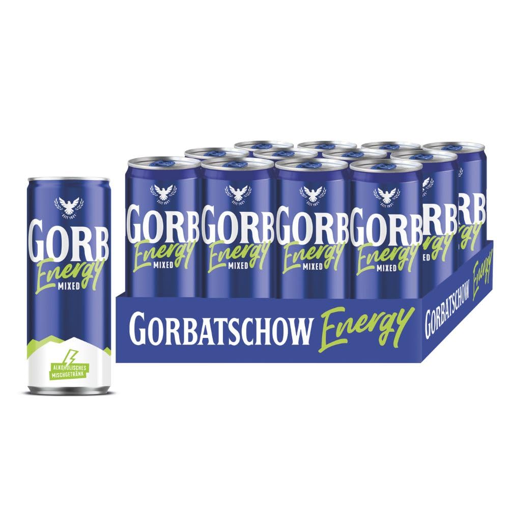 Wodka Gorbatschow Energy (12 x 0.33 l) 10 prozent vol. Der beliebte Wodka Gorbatschow trifft auf Energy Drink, Wodka Energy, fertig gemixt direkt aus der Dose oder auf Eis genießen