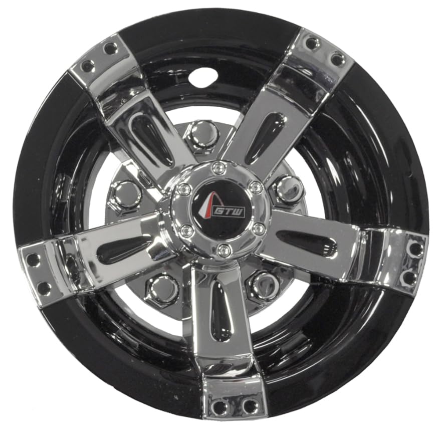 GTW Golf Cart 8 Inch Maverick Golf Cart Wheel Covers (Chrome & Black) | Universal Fit | Set of 4