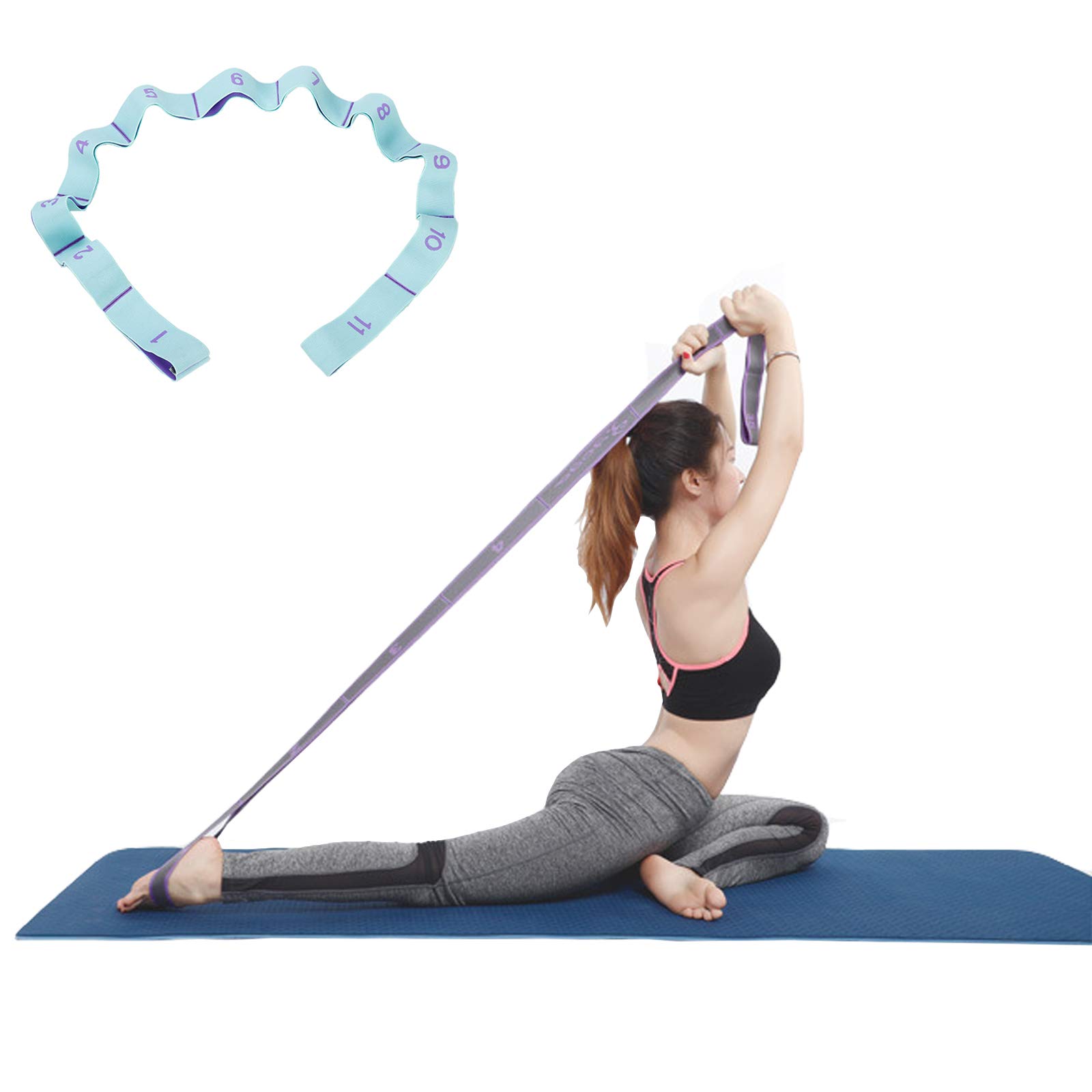 Yoga Stretch Strap, Exercise Strap, Multi Loops Adjustable Exercise Band for Yoga Pilates Dance and Gymnastics, Kids Dancing Assistance and Rehabilitation