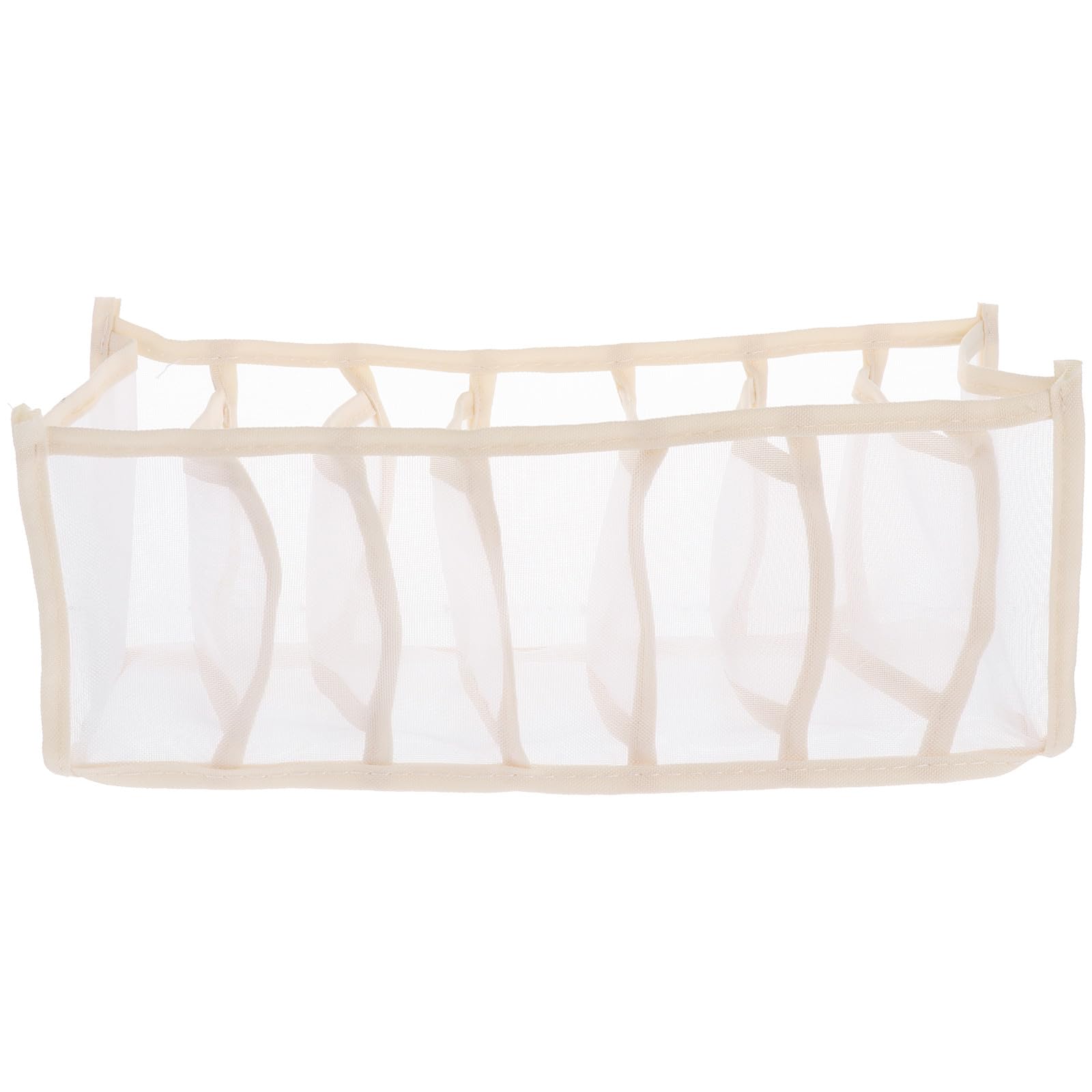Générique Bac de Rangement pour Sous-vêtements en Nylon Beige 7 Compartiments, Plateau de Rangement Pratique pour Chaussettes et Lingerie, pour Tiroirs Organisés