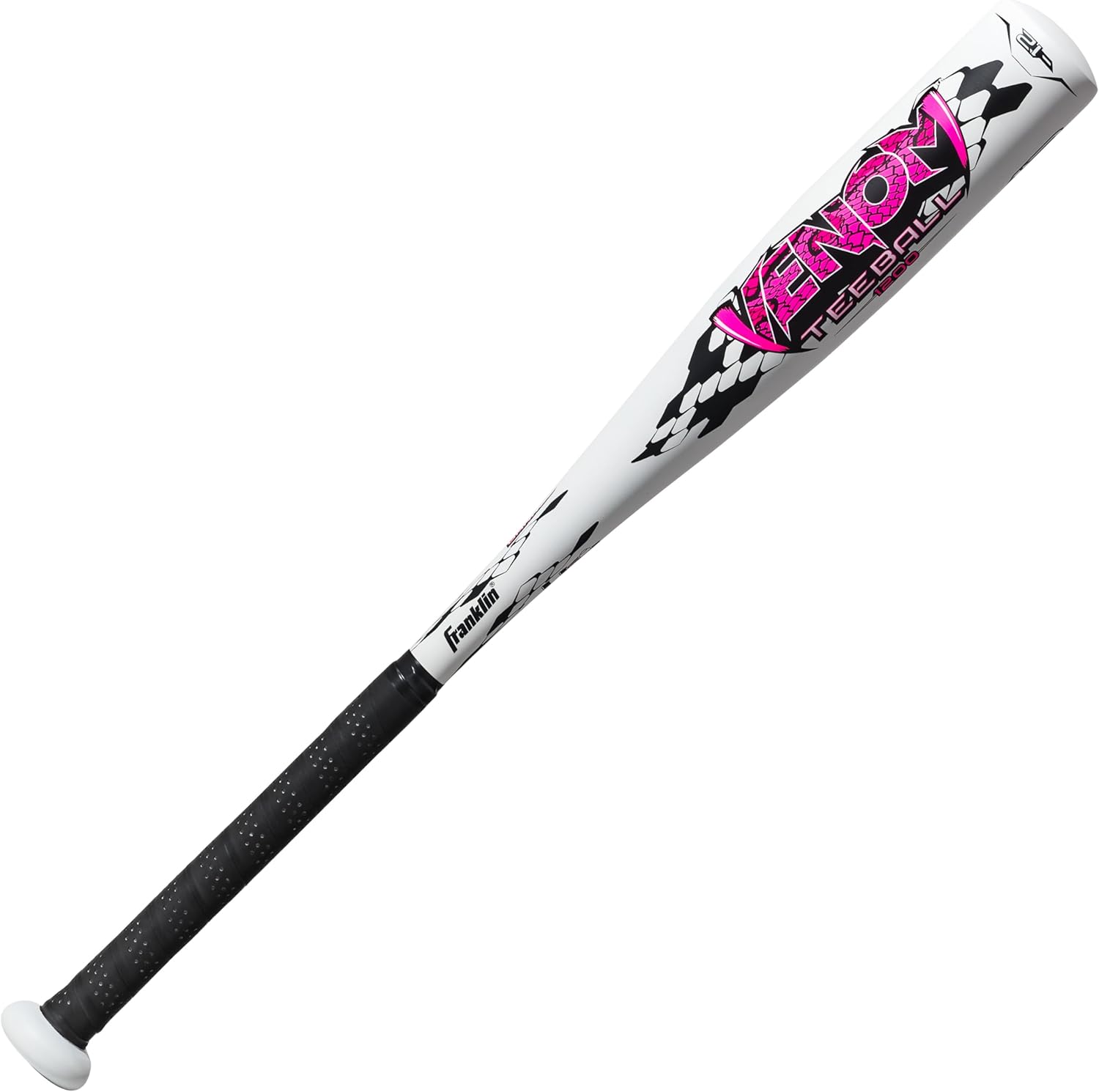 Franklin Sports Kids Teeball Bat - Venom + Barracuda Aluminum + Composite - USA Baseball Certified for Boys + Girls - Youth Metal Bat - Drop -10 to -13 2-1/4" Barrel 24"/12 oz White: 2-1/4" Barrel