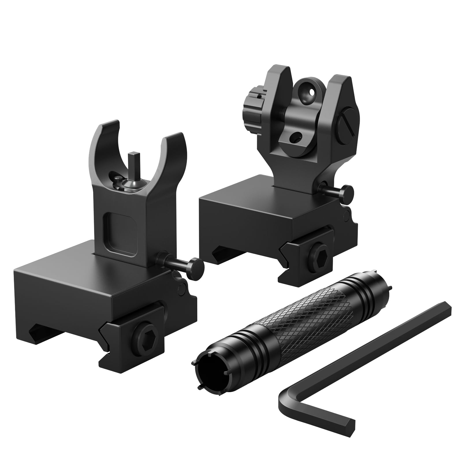 Feyachi Flip Up Rear Front and Iron Sights Best Backup fits Picatinny with Tool