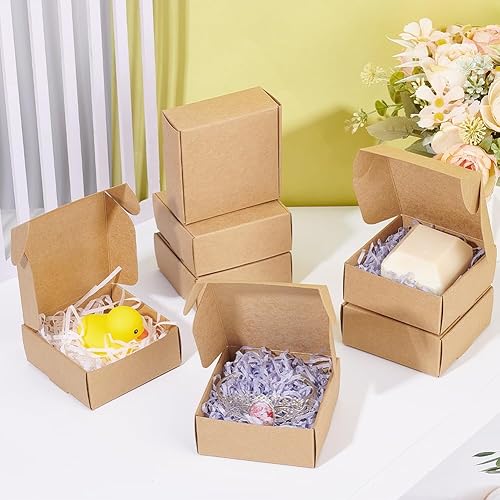 Miniatura 2 de PandaHall - 50 cajas de regalo de papel de estraza cuadradas, cajas pequeñas fáciles de montar para regalos y regalos de boda y fiestas, 3.3 x 3.3 x