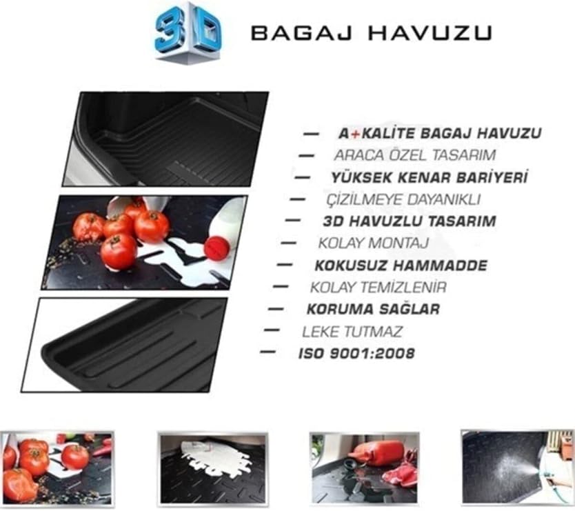 Rizline Ford Focus 3 Hb 2011-2014 ile uyumlu 3D Bagaj Havuzu