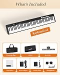 Clavier Piano Portable, Piano pliant numérique semi-pondéré 88 Clé, Pleine Taille, Grain de bois, Clavier Piano électrique avec/MIDI Bluetooth, Convient aux adultes, Tout-petit