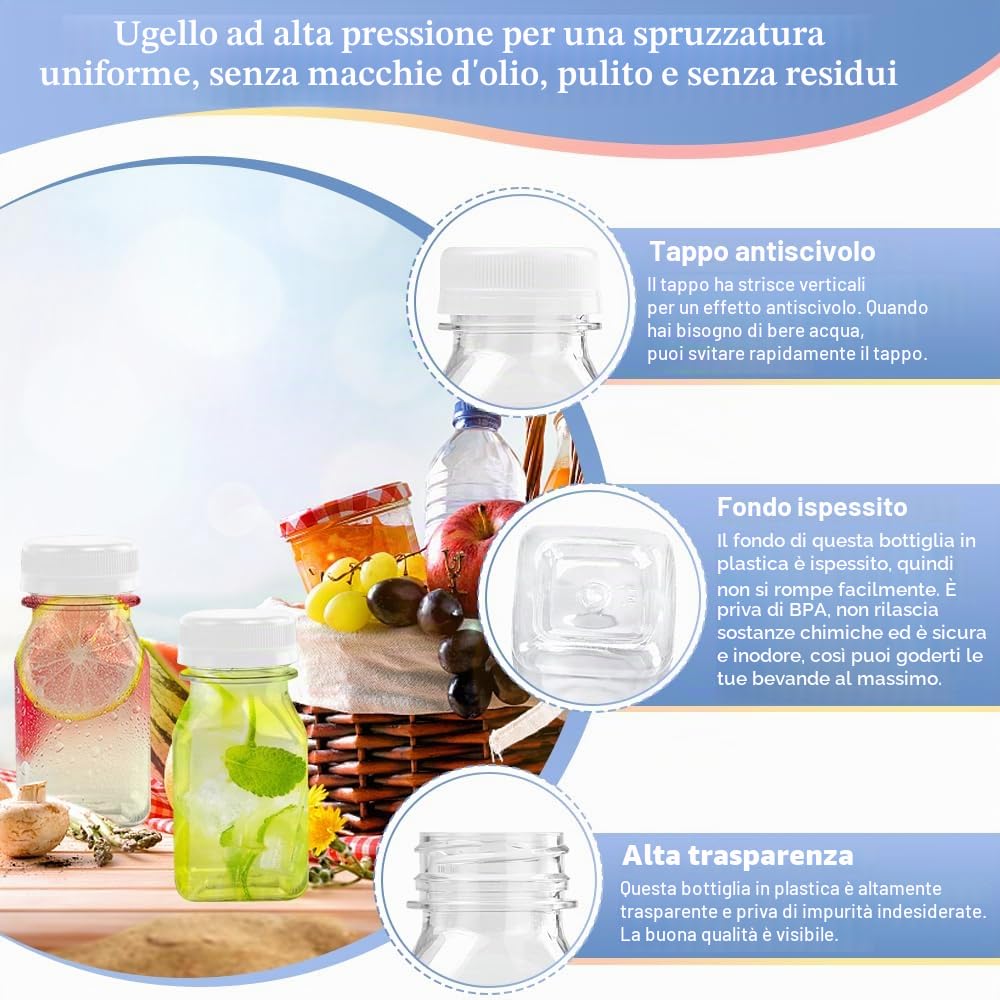 12 Pz Mini Bottiglia di Plastica 125ml Bottiglia di Succo Frutta con Coperchio Bottiglie Vuote Riutilizzabili Piccola Bottiglia Bevande Trasparente Bottiglie per Bevande Succo Fatte in Casa