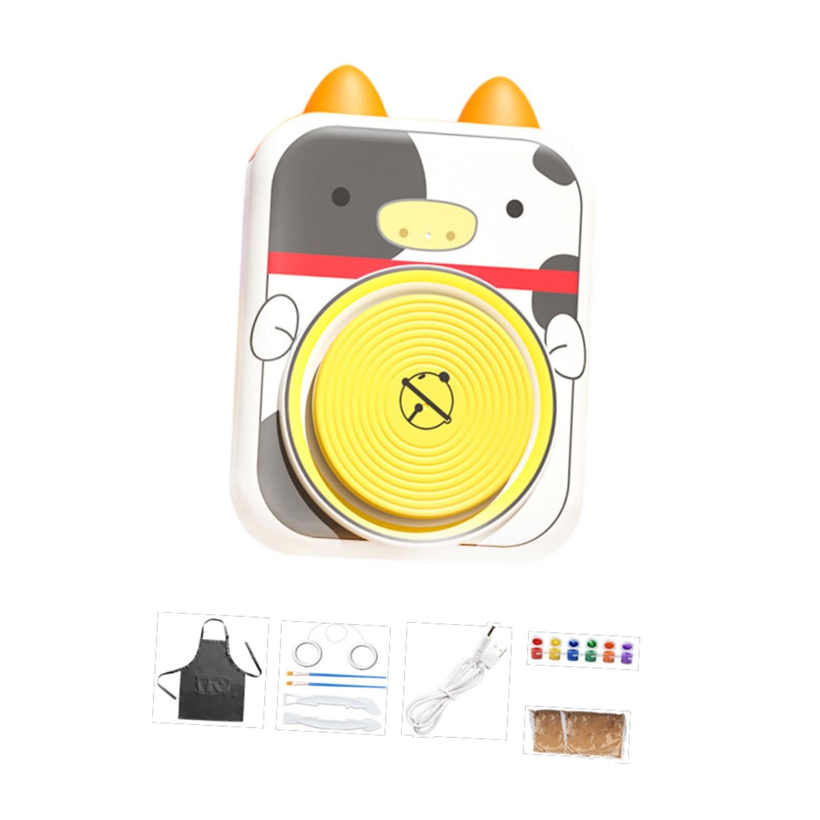 Elektrisches Töpferscheiben Set für Kinder, DIY Töpferset, Porzellanmaschine in Tierform, Kuh