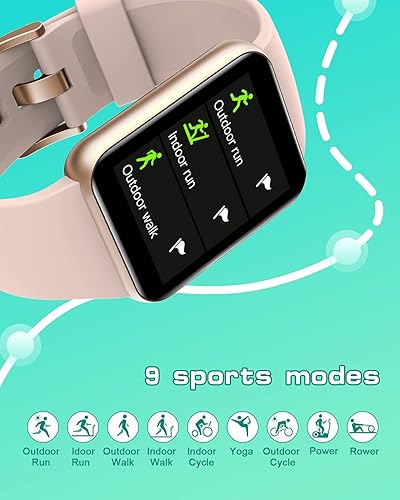 Vista 9 de GRV Reloj inteligente para hombres y mujeres, reloj inteligente para teléfonos iOS y Android, cara de reloj personalizado IP68, impermeable, rosa