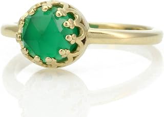 Anemone Vibrant Green Onyx Ring - Delicate Stacking Rings for Women - Handmade Engagement Rings, Promise Rings, Anniversary Rings - Ladies Jewelry with Gift Box