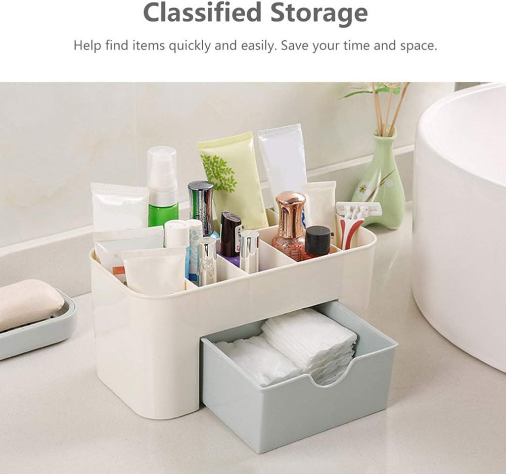 Large Capacity Cosmetics Makeup Desktop Brush Holder Storage Box Drawer Rack Sundries Organizer - Green 1pcs