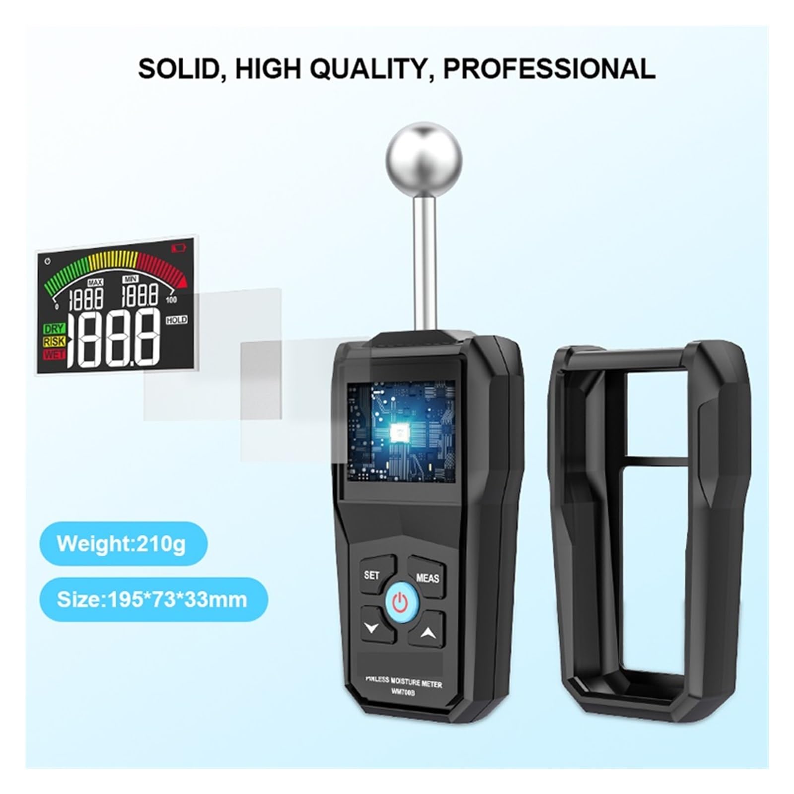 Misuratore di umidità del Legno Digitale Schermo LCD Igrometro Rilevatore legname Senza Contatto Allarme Tester Piccolo Errore