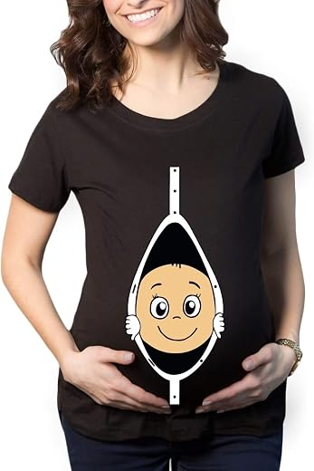 TheYaYaCafe Mothers Day Cute Baby Women's Pregnancy Maternity T-Shirt Top Tee Round Neck Half Sleeves - Black Large
