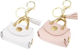 uxcell Coin Purse Keychain, Cute Mini Handbags Purse Charm Keychain with Tassels, Leather Bag Charm Accessories