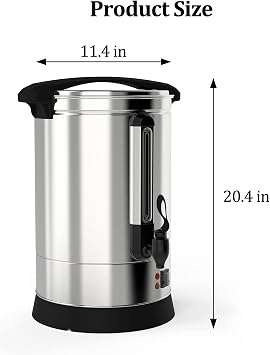 100Cup 14L Coffee Urn,304Stainless Steel Commercial Coffee Maker | 3.7 gallon, Builtin filter removes need for paper filters, Water level window, tap spout, keepwarm mode