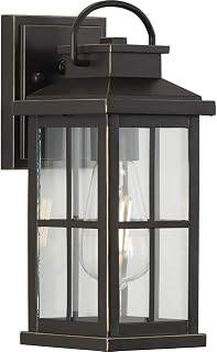 Progress Lighting Williamston Collection 1-Light Clear Glass Antique Bronze Farmhouse Outdoor Small Wall Lantern Light, 12.00x5.00x6.00
