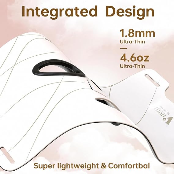 VYM Red Light Therapy for Face: Super Lightweight 292 LEDs High-Energy Red Light Therapy Mask Infrared LED Face Mask Light Therapy at Home Travel 2mm Thickness - White