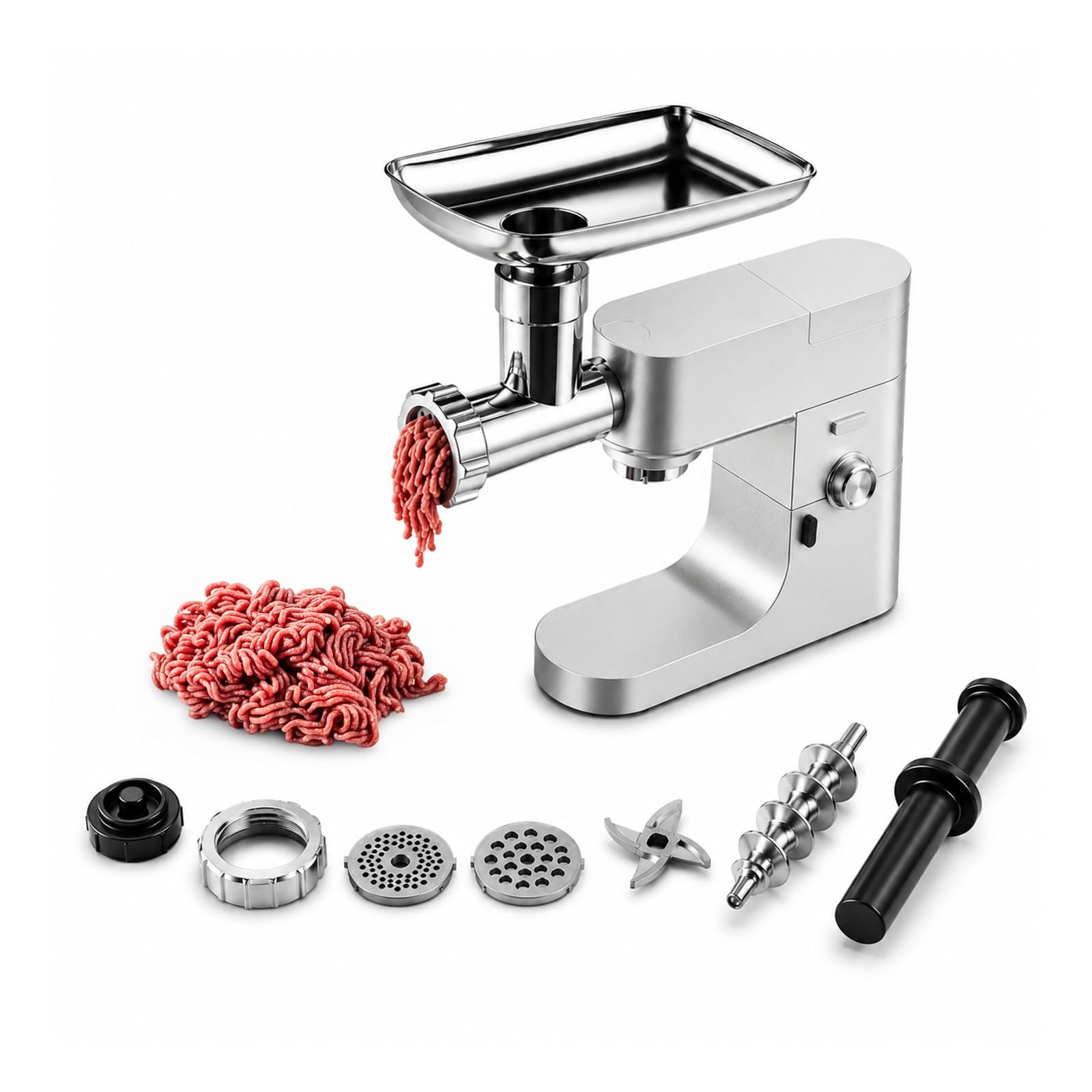 Attacco Tritacarne per Kenwood Stand Mixer - Tritacarne con Adattatore, 4 Piastre di Macinazione, 3 Lame di Macinazione, 2 Tubi per Salsicce - Accessori per Kenwood di MMOBIEL