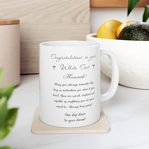 Miniatura 7 de Taza de regalo personalizada de ceremonia de bata blanca, primer abrigo blanco, regalo de estudiante de medicina, regalo de bata blanca, taza