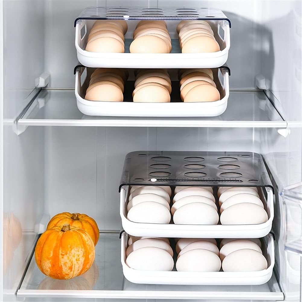 Refrigerator Storage Box Egg Refrigerator Storage Box Automatic Rolling Egg Box Transparent Drawer Tray Refrigerator Storage Organizer for Kitchen (Color : Gray) (Gray)