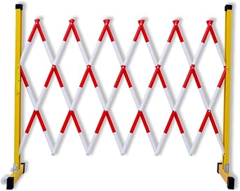 Expandable Barricade,Mobile Safety Barrier Gate Folding Industrial Mobile Safety Barrier with Casters, Flexible Crowd Control Barriers Guard for Outdoor Road Garage ConstructionYellow Red,1.2x2m3.9x