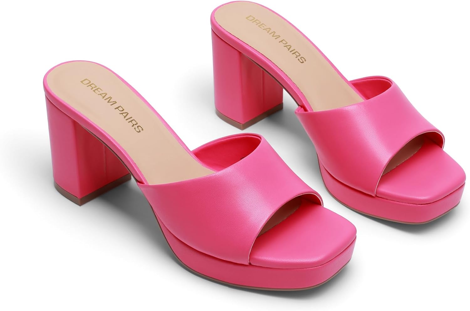 DREAM PAIRS Women's Platform Block Heel Mule Sandals, Square Toe Ankle Strap Slip On Comfortable Heeled Sandals for Party Wedding Shoes - Image 5