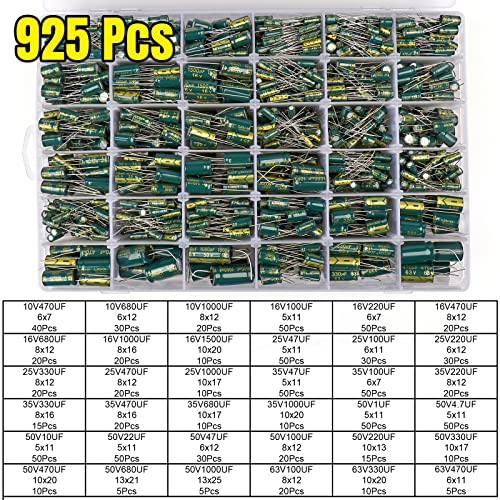Beeyuihf XE001-B026 925Pcs 36Values Aluminum Electrolytic Capacitor Assortment Kit Lowesr Capacitors Assorted Kits 1Uf 4.7Uf 10Uf 22Uf 47Uf 100Uf 220Uf 330Uf 470Uf 680Uf 1000Uf thumb #1
