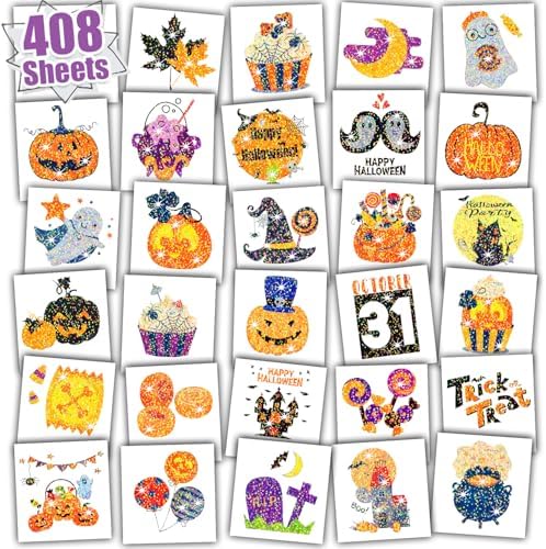 Tatuaggi Temporanei Fluorescenti Halloween Leesgel – 12 Fogli Con 48 Disegni Che Si Illuminano Al Buio, Con Gioco Labirinto, Per Bambini
