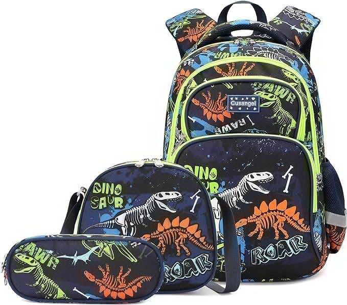 Cusangel 3Pcs Boys Dinosaur Backpack Set with Lunch Box Pencil Case, Dinosaur Backpack for Kids - Image 2