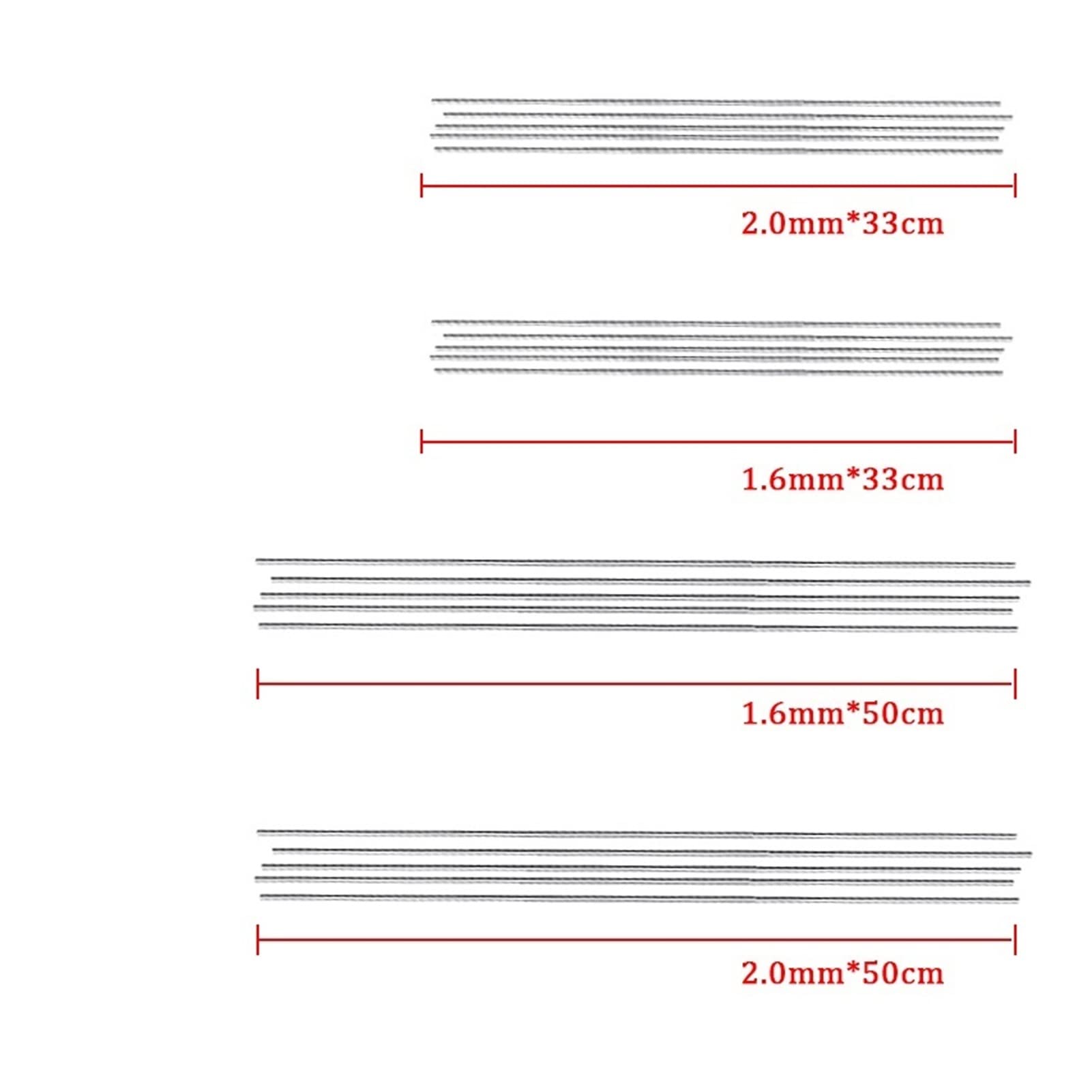 Srebrne pręty do lutowania twardego aluminium, Aluminum Welding Rods Alloy Stainless Steel Galvanized 20-50 pcs Pack 1.6-2.4mm(50pcs-1.6mm*33cm)