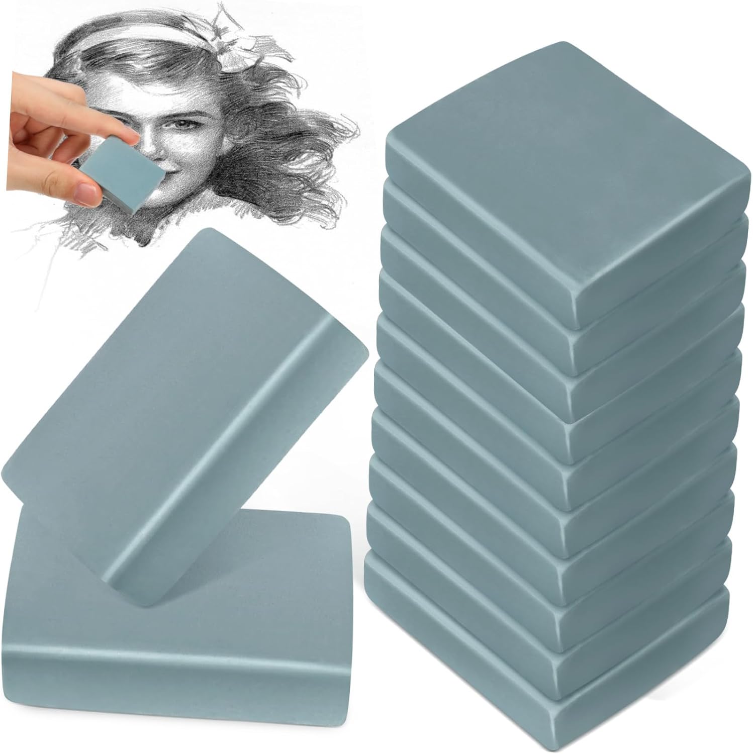 12pcs Moldable Eraser Block Kneaded Erasers for Artists Drawing Soft Material for Painting Sketching