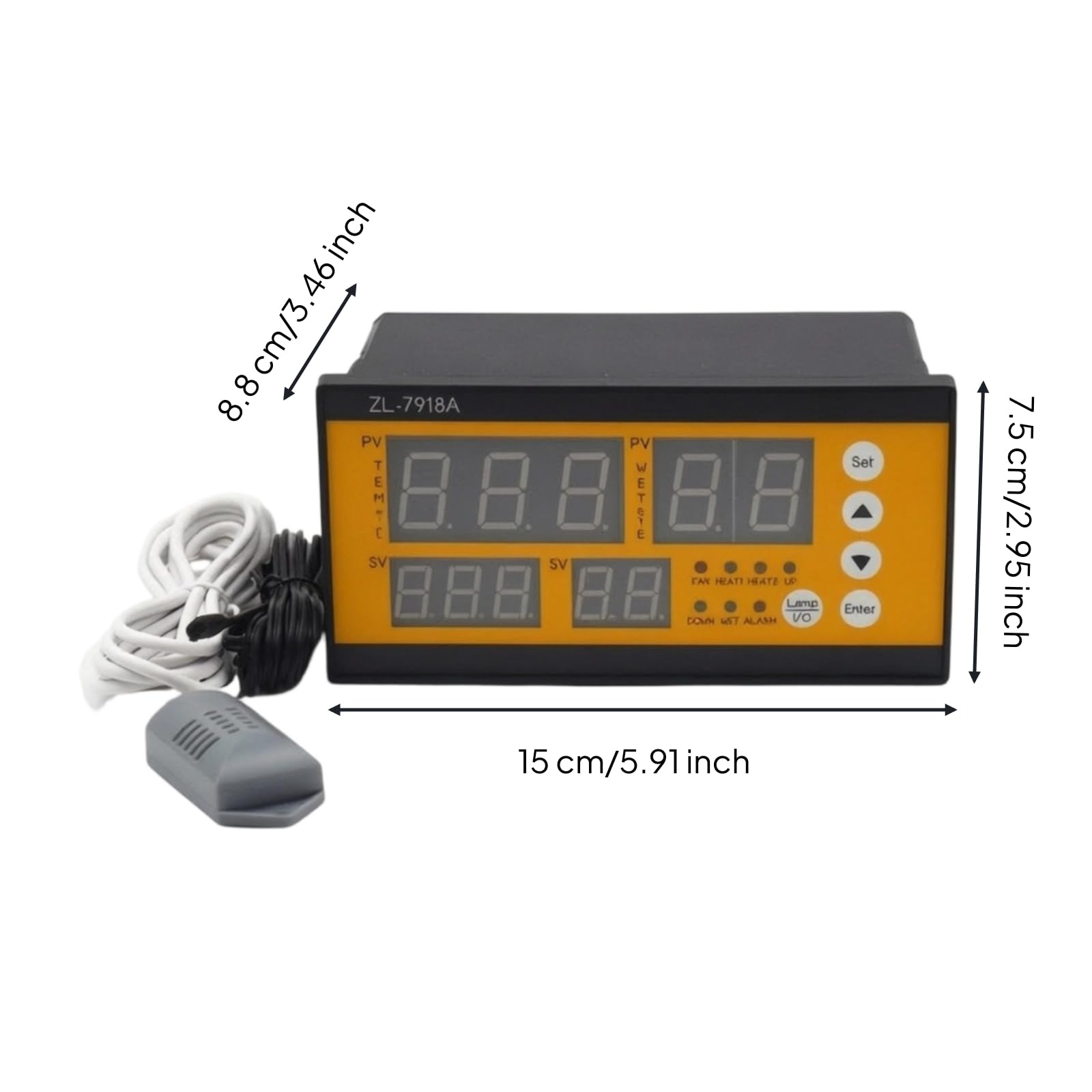 Qianly Regolatore di Temperatura e Umidità Automatico Termostato Igrostato Digitale Elettronico Termostato con Sonda per Allevatori, ZL-7918A