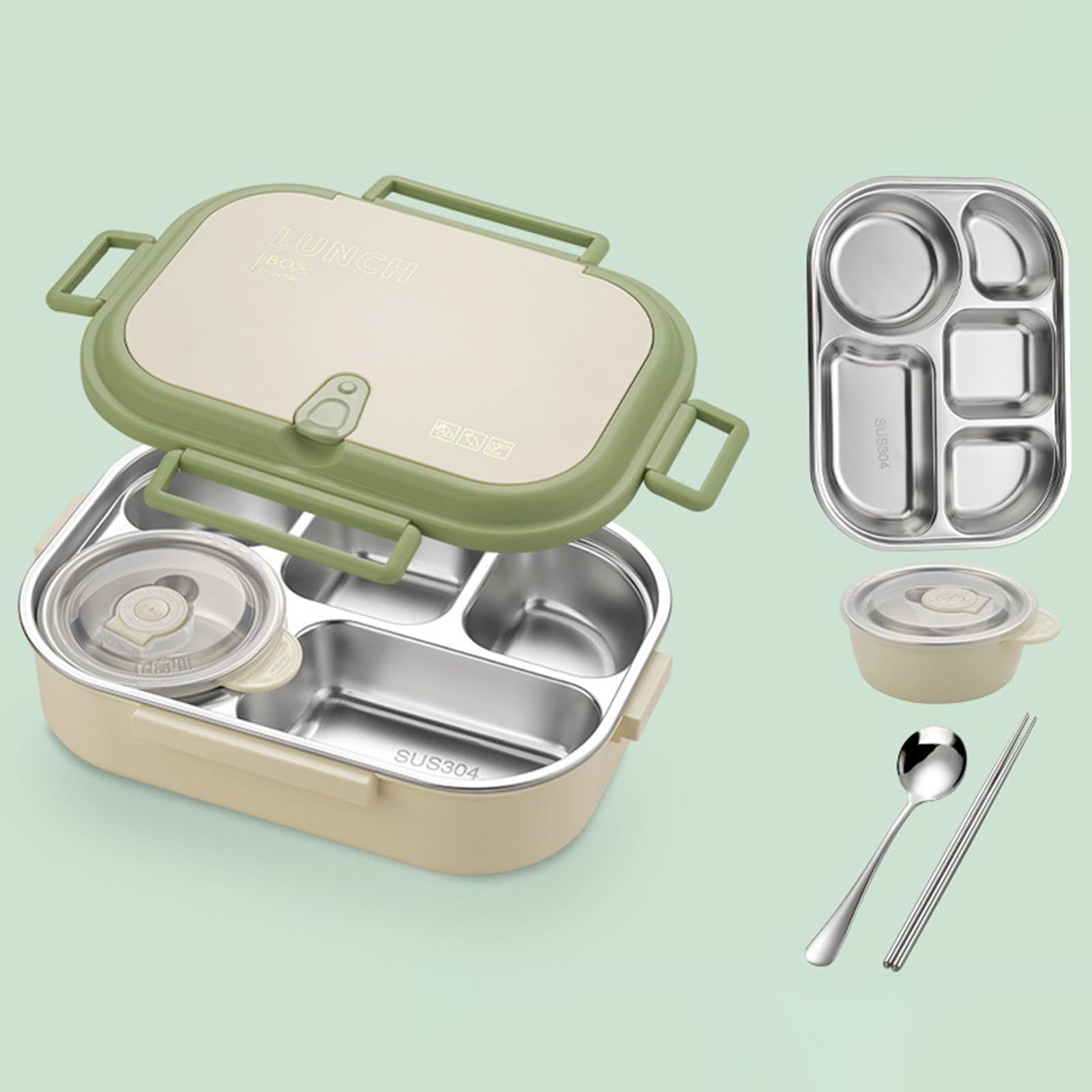 Lunchbox Dziecięcy Ze Stali Nierdzewnej Duża Pojemność Z Przegródkami