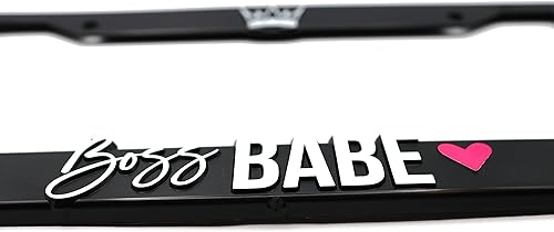 Miniatura 3 de Boss Babe - Marco de matrícula elevado 3D | 1 paquete de cubierta para placa de automóvil | Soporte universal para placa de automóvil negro de EE.