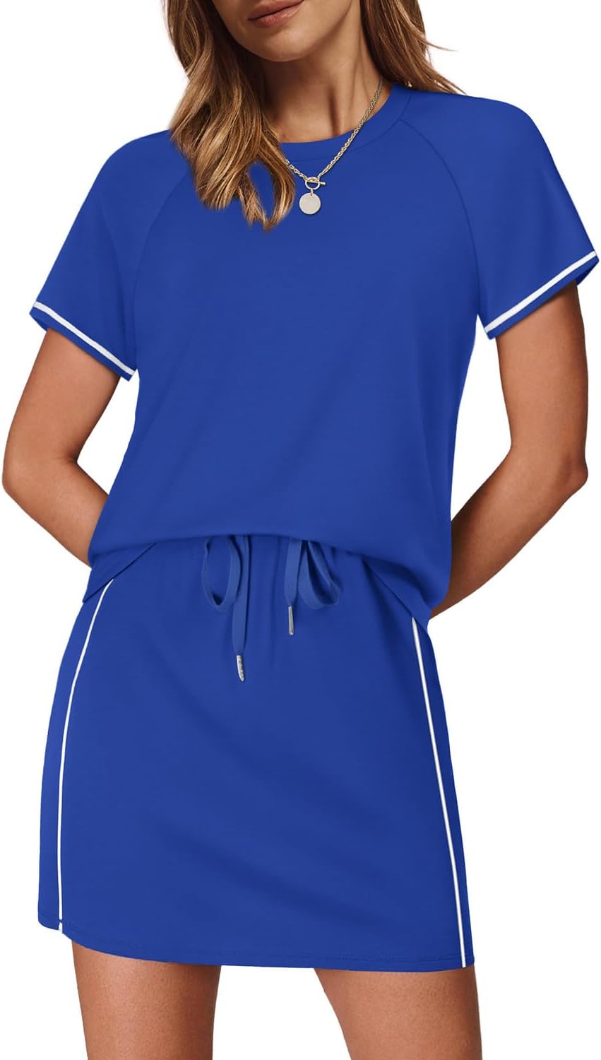 Sampeel 2 Piece Sets for Women Skirt Sets Summer Outfits Womens Clothing Set Travel Workout Skort Sets