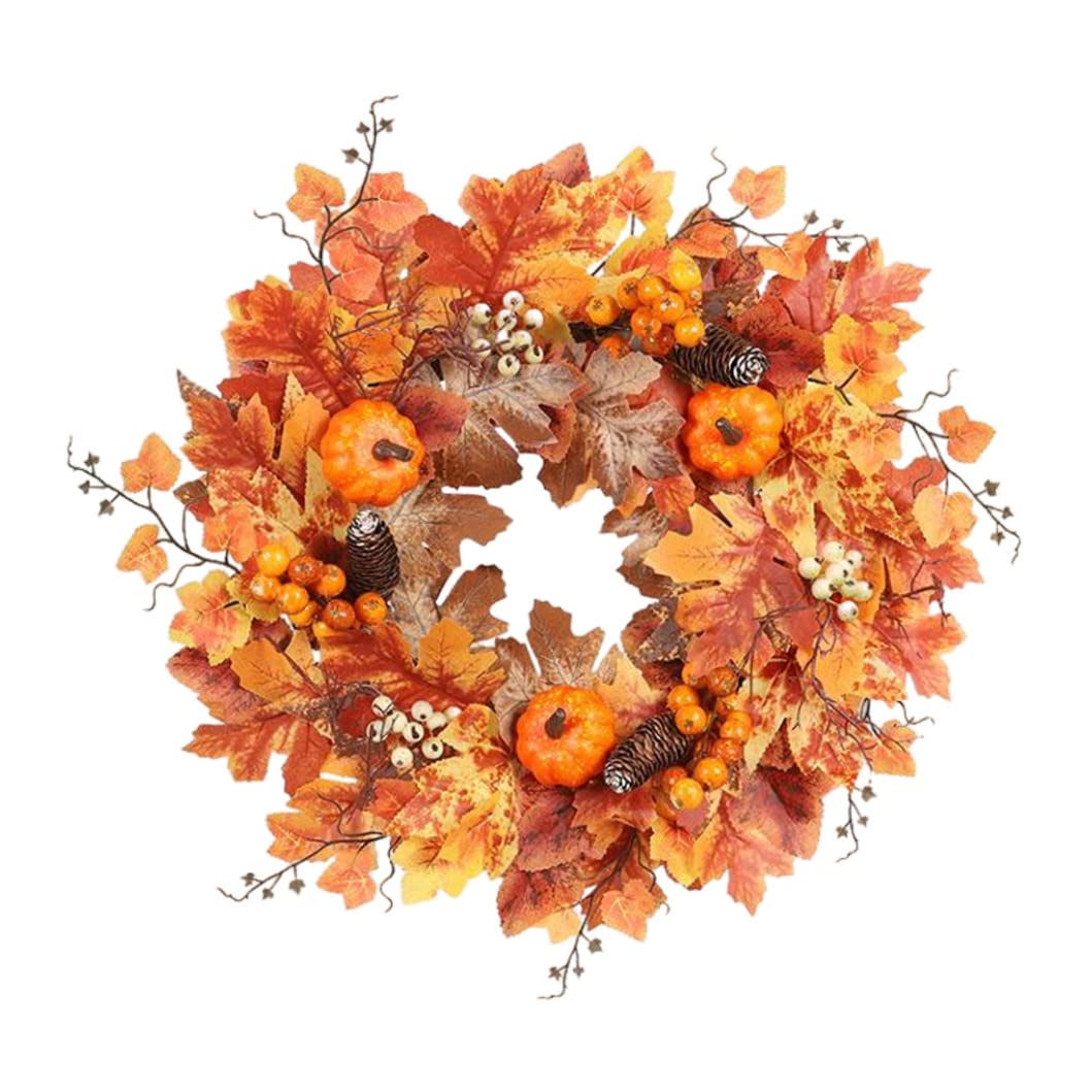 Couronne de citrouille haut de gamme et feuilles d'érable durables
