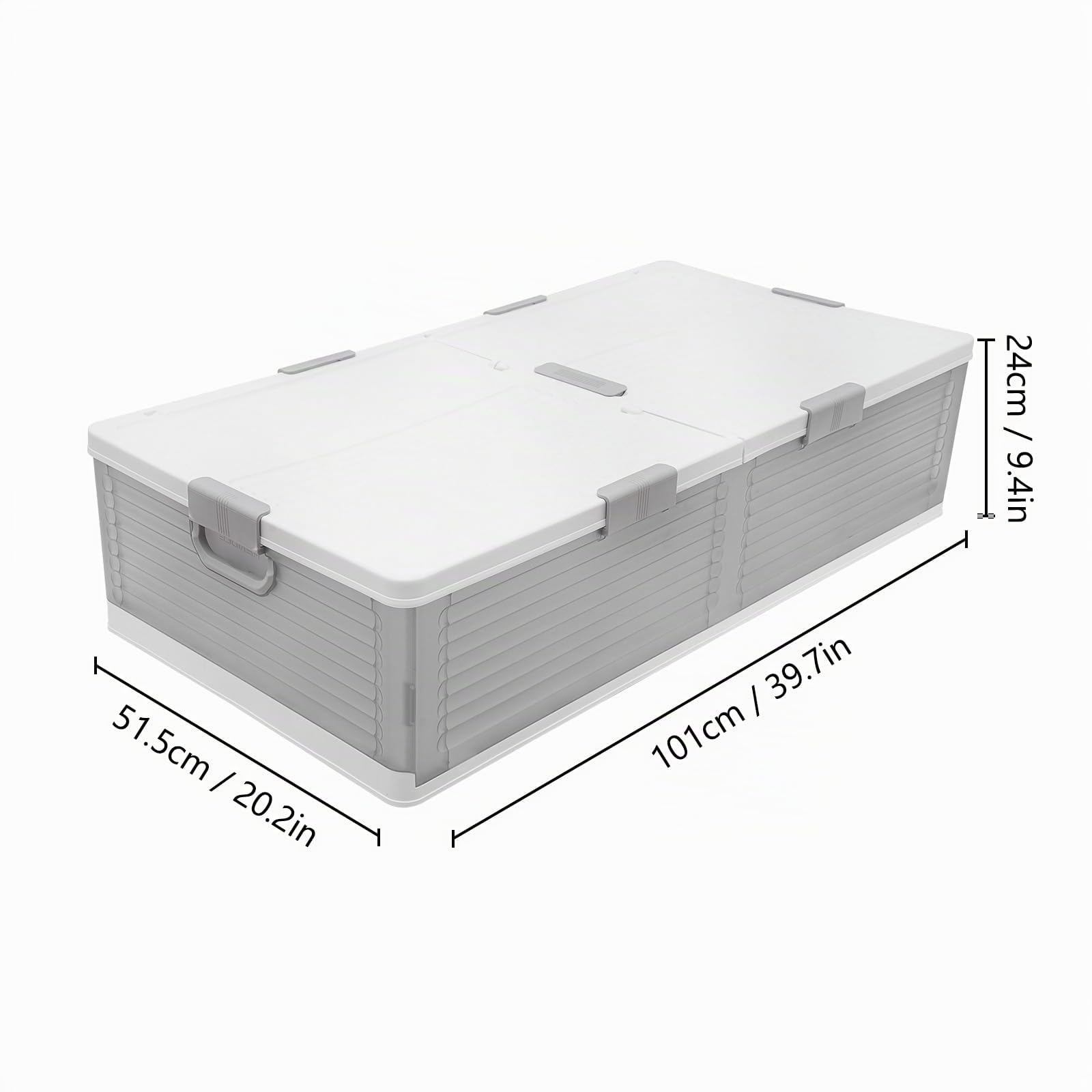 Kunststoff Unterbettkommode 101*51,5*24cm Groß Unterbett Aufbewahrung Box mit Deckel, Unterbettbox Organizer Unterbettkommoden Unterbett Aufbewahrungsbox für Bettdecken Kleidung (Transparent)