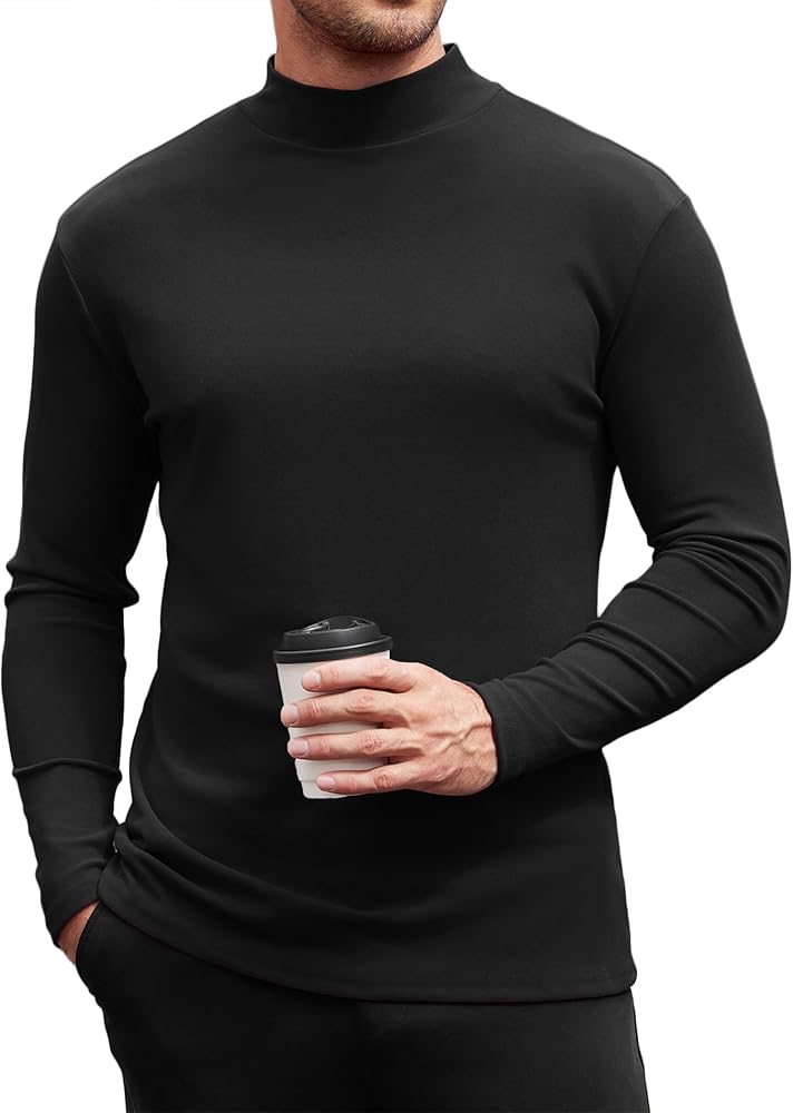 COOFANDY Mens T Shirt Mens Casual Long Sleeve Turtle Neck Jumper