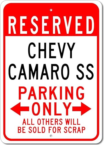 Chevy Camaro SS Reserved Parking Only All Others Will Be Sold For Scrap, letrero de estacionamiento de metal, decoración de pared de cueva de