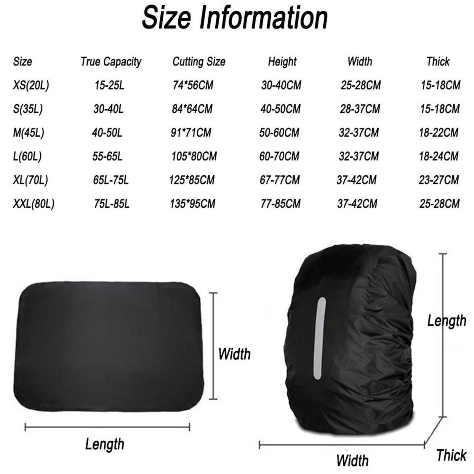 Copertura per zaino 2Pcs 25-80L Backpack Rainproof Cover Outdoor Sports Cycling Hiking Mountaineering Camping