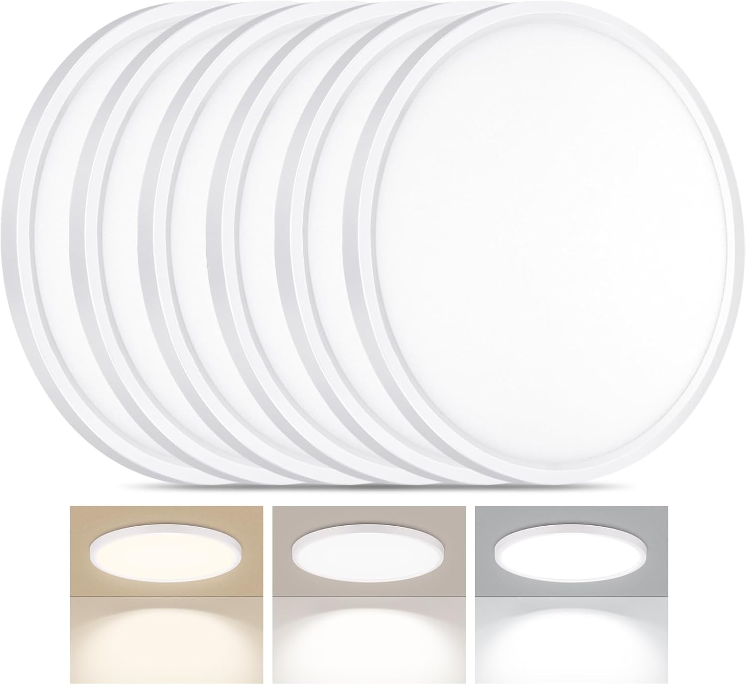 LED Flush Mount Ceiling Light 9in Thin 3CCT White Wired(6 Pack)
